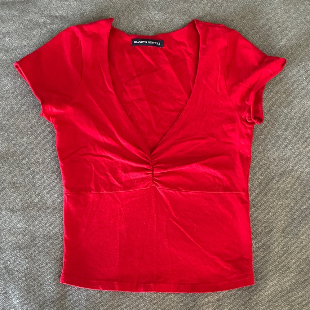 Brandy Melville Vivid Red Short Sleeve Top